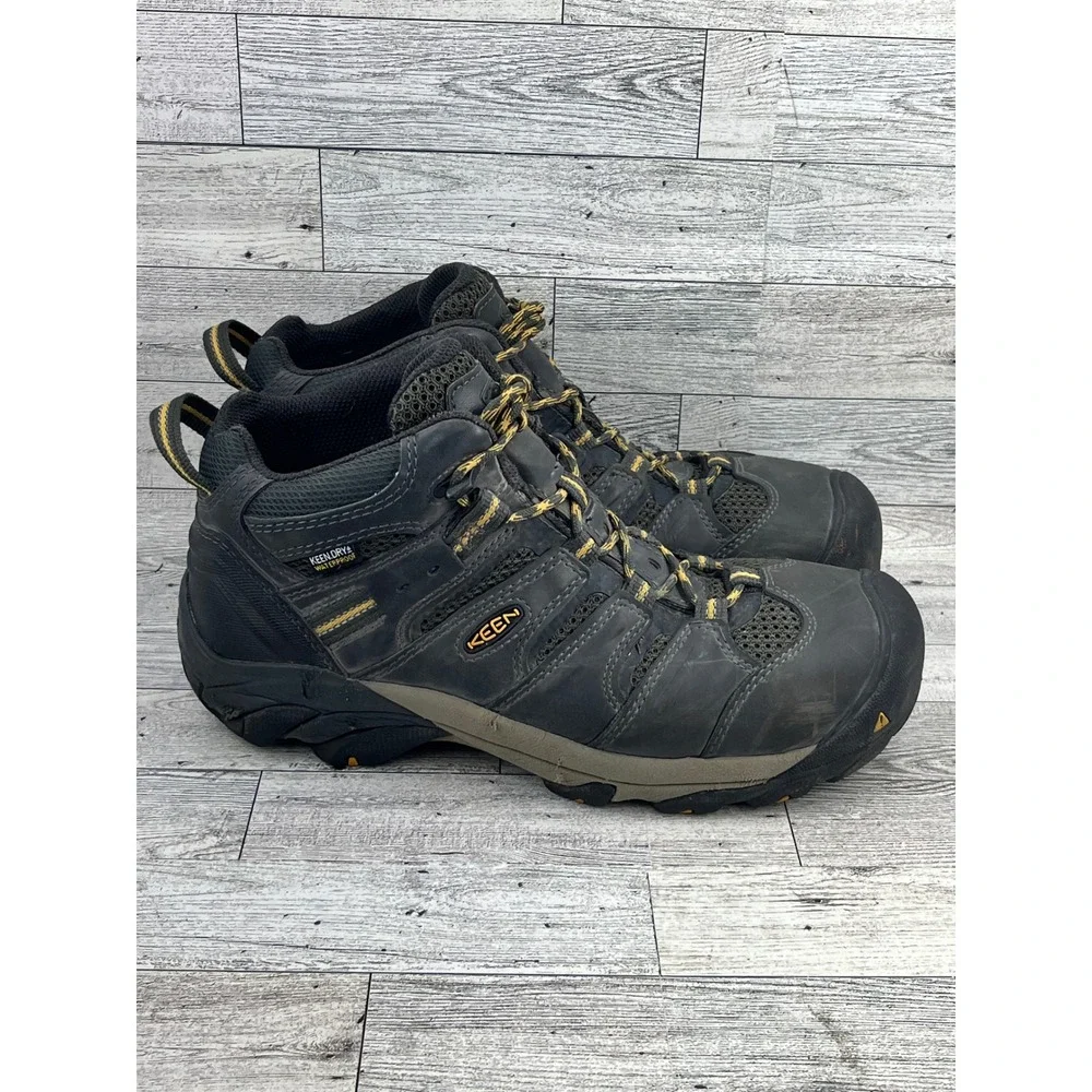 KEEN Utility Men Black‎ Waterproof Steel Toe Work Boots Size 8.5D